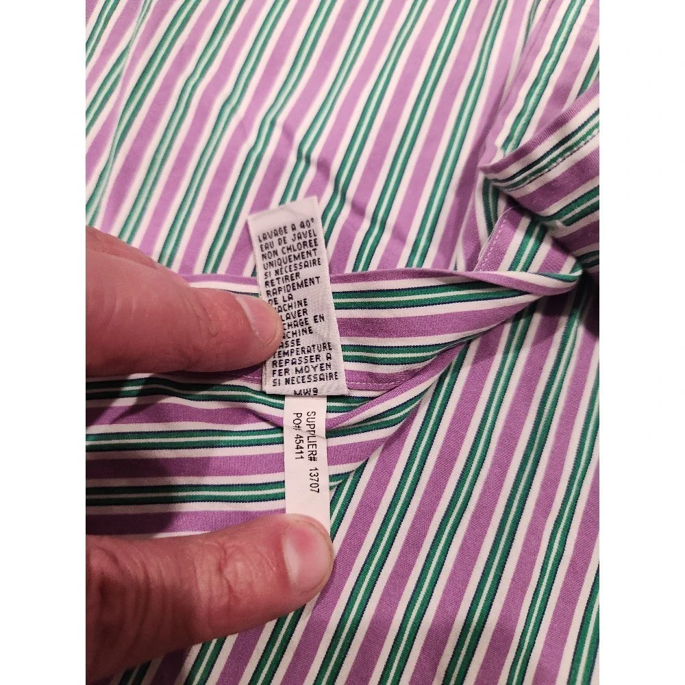 Polo Ralph Lauren Striped‎ Classic Fit Button Down Shirt Purple Green 15 1/2